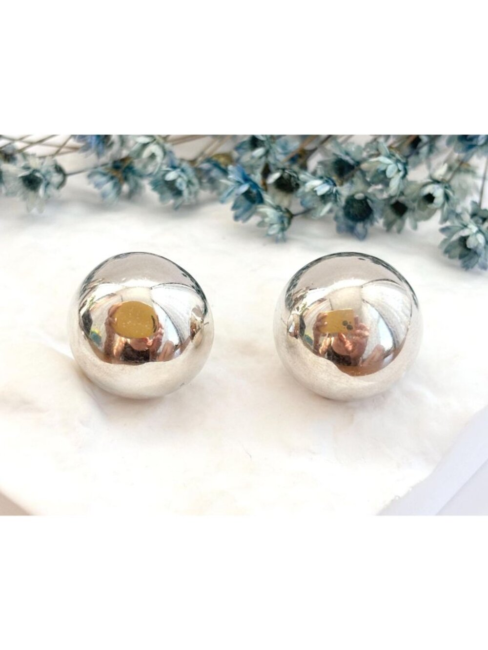 Domed Minimalist Sterling Silver 925 Post Back Thai Made Vintage Stud Earrings